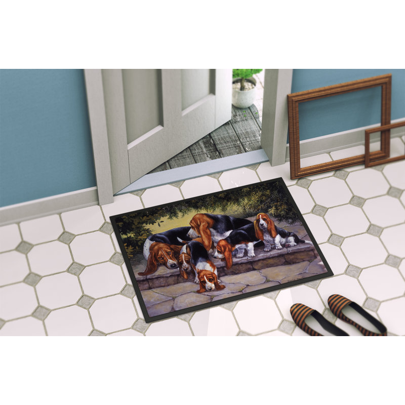 Paillasson de Basset Hound, Momma et Daddy, Rectangle 1 pi 6 po x 2 pi 3 po