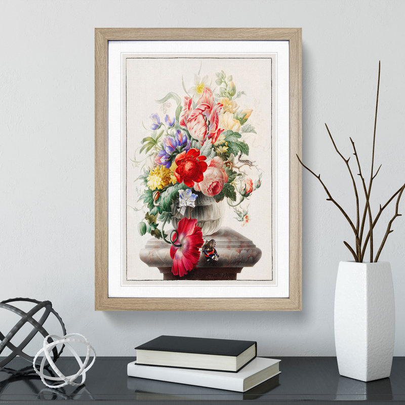 Vase of Flowers by Herman Henstenburgh - Picture Frame Painting, 48cm H x 36cm W x 2cm D, Oak Framed