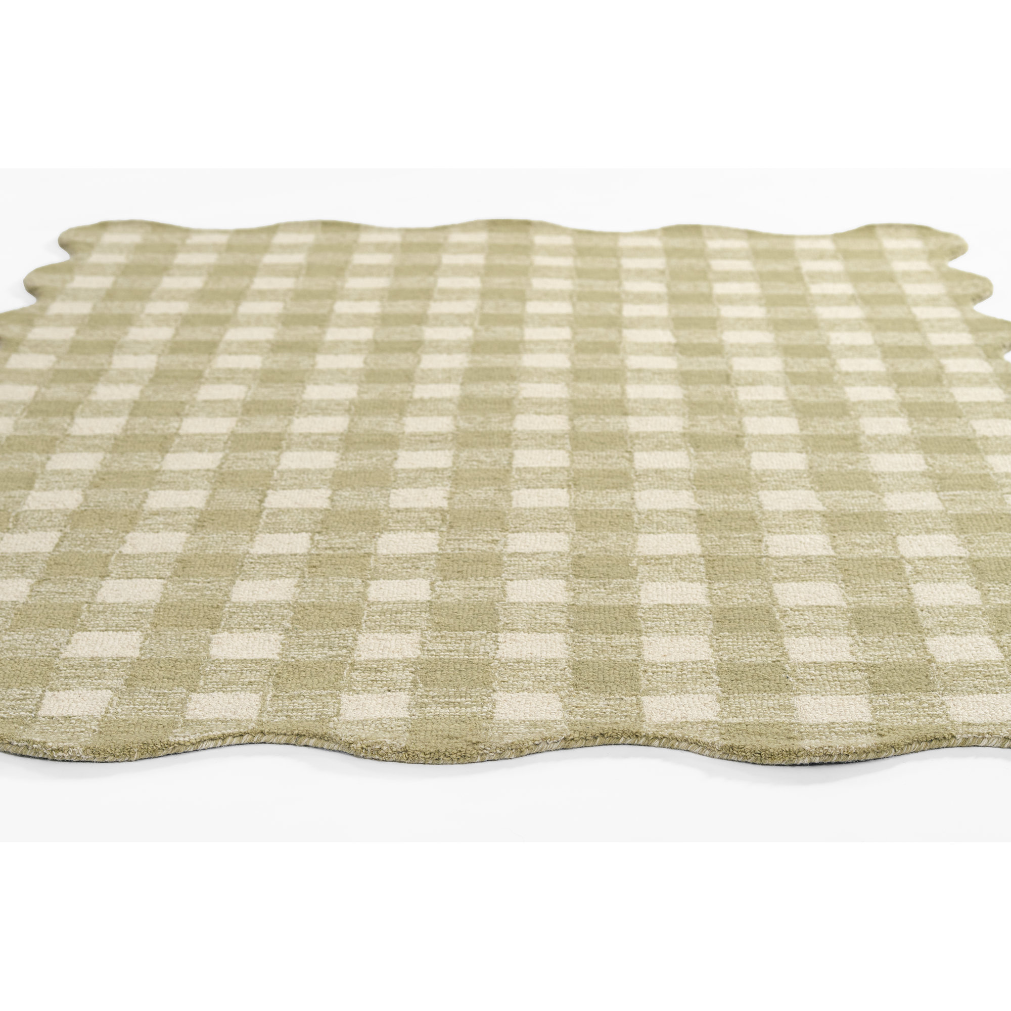 Alcona Hand Tufted Wool Plaid Green Area Rug, Rectangle 5' x 7'6"
