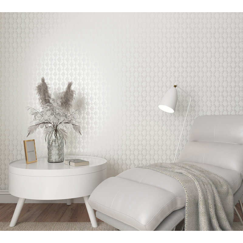 Amodea 10m x 53cm 3D Embossed Wallpaper Roll, White/Grey
