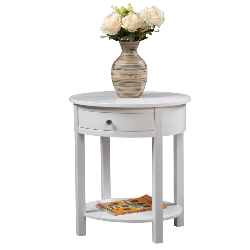 Moravian End Table with Storage, White