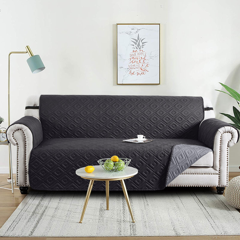 Waterproof Reversible Sofa Cover Quilted Anti-Slip Couch Protector with Adjustable Strap, 3 Seater: 179cm H × 280cm W