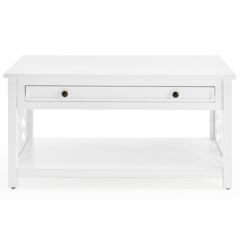 Four Leg Coffee Table with Storage, White