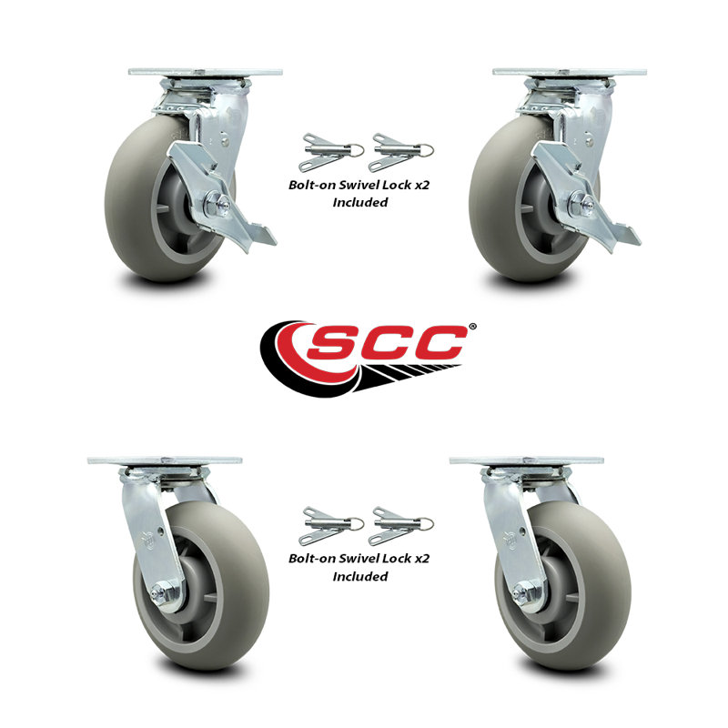 4 Piece Thermoplastic Rubber Caster Set