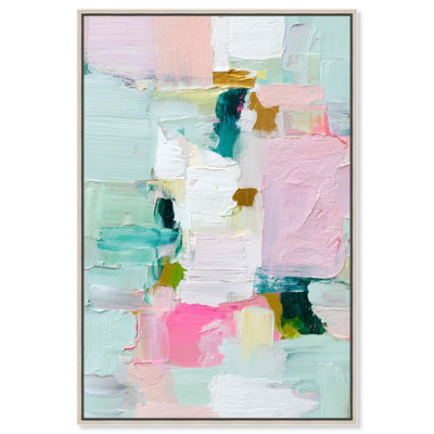Mint and Rose Blush II Canvas Print Pink Wall Art by Art Remedy, Silver Frame, 20 x 30