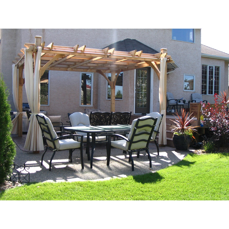 10x10 Cedar Wood Pergola with Flat Canopy