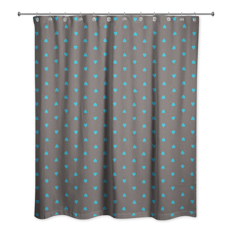 Rideau de douche simple tiny hearts , Bleu / Gris