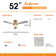 52 Inch Decorative LED Ceiling Fan With Dimmable LED Light 6 Speed Remote 3 Solid Wood Blades Reversible DC Motor For Living Room