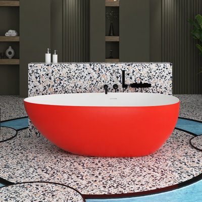 66.93'' x 33.46'' Soaking Solid Surface Bathtub
