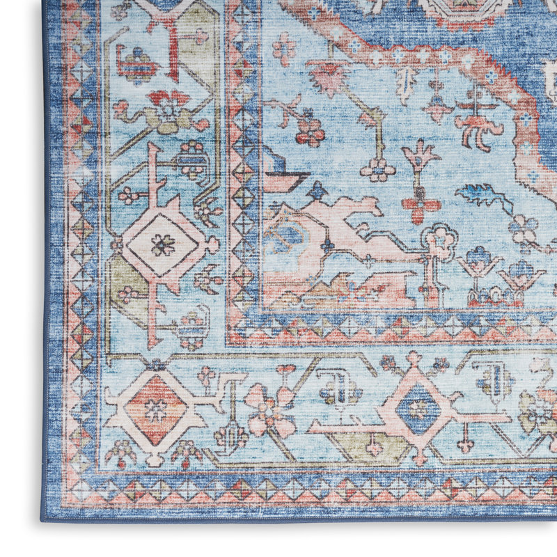 Hayman Fulton 7'10" X 9'10" Blue Vintage Indoor Rug, Rectangle 7'10" x 9'10"