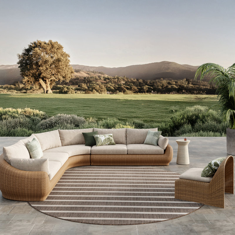  Positano 12' x Round Natural Ivory Modern Rug, Round 12'