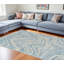 Tapis abstrait bleu et beige 8 pi x 11 pi