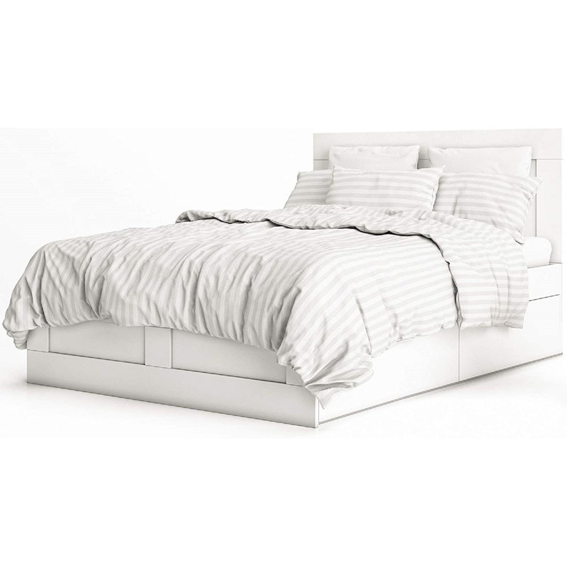 Bottomley Microfiber Satin Stripe Duvet Cover Set, King - 2 Standard Pillowcases