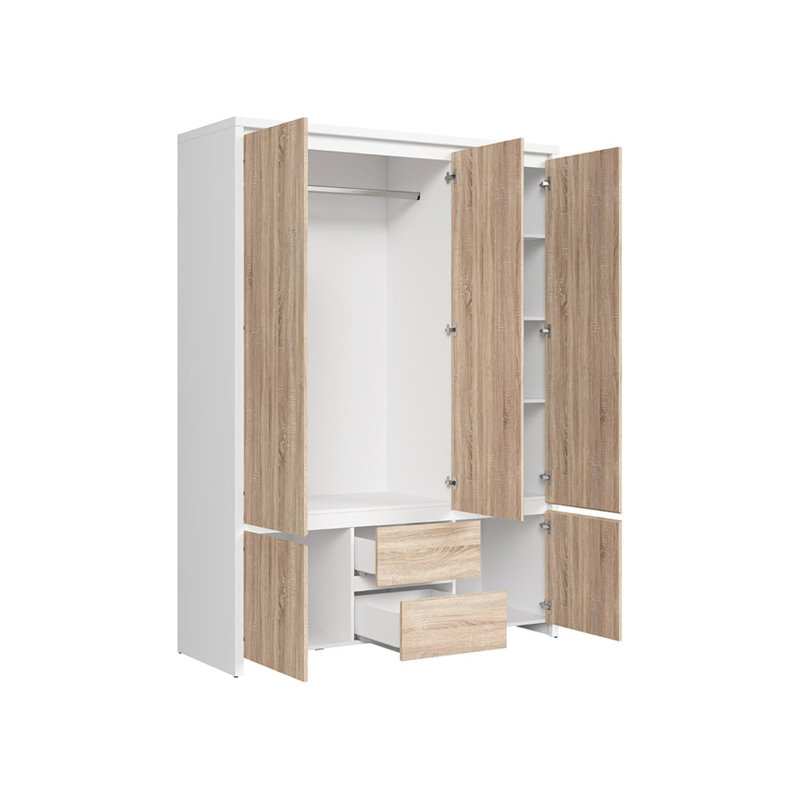 Kaspian 5 Door Manufactured Wood Wardrobe, White/Natural