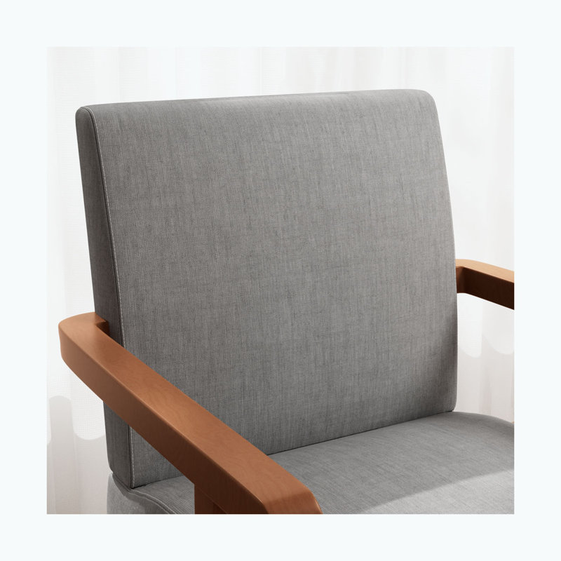 Wood Frame Armchair Set of 2,  Light Gray Fabric
