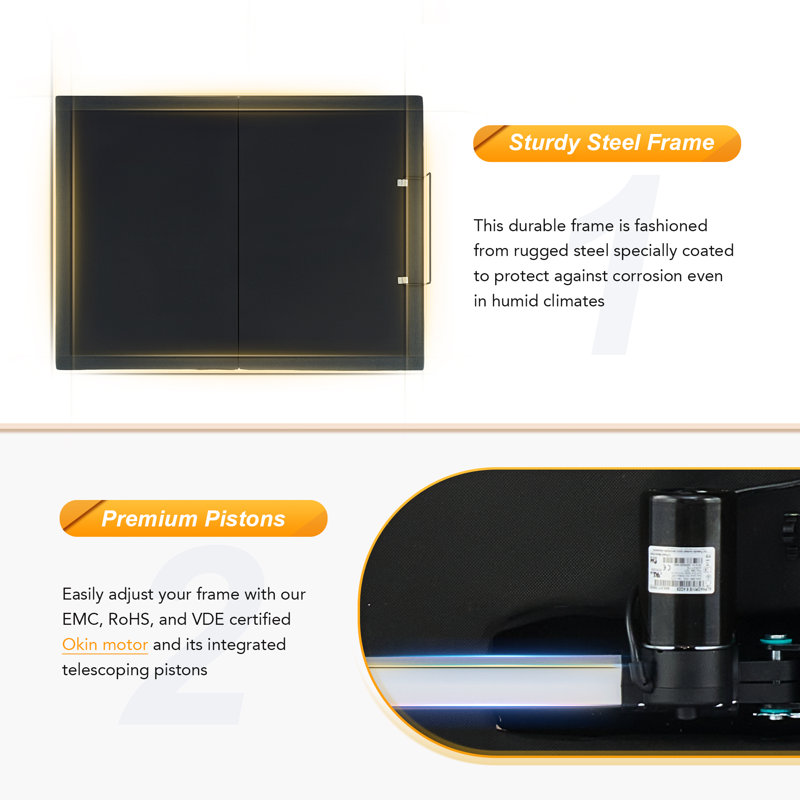 Queen Adjustable Metal Frame Bed with Lighted Headboard