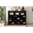 Sleek Design 24 Shoe Cubby Console, Modern Shoe Cabinet With Curved Base, Versatile Sideboard With High-Quality For Hallway, Bedroom, Living Room, Black-336838246