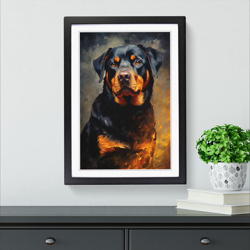 Rottweiler Classicism - Single Picture Frame Print on Wood, 34cm H x 25cm W x 2cm D, Black
