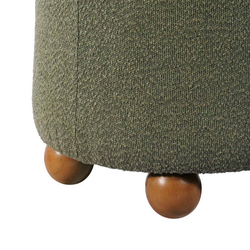 Tabouret avec repose-pieds en bois massif Fyvara, Boucle vert olive