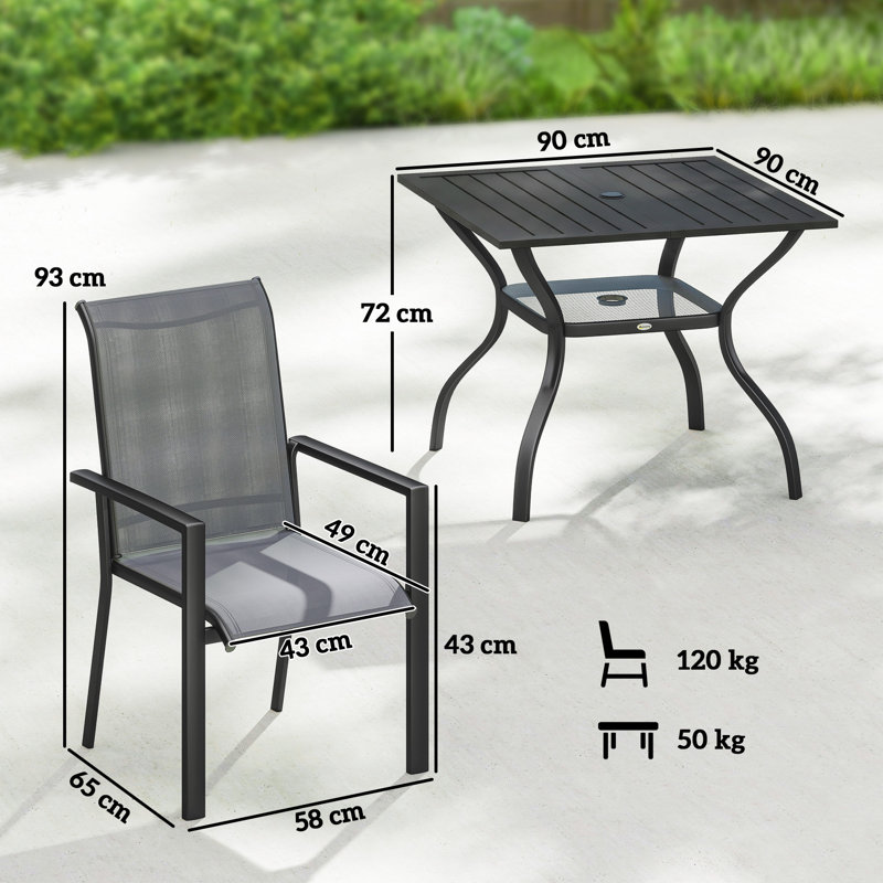 Steel Patio Dining Set Table,
