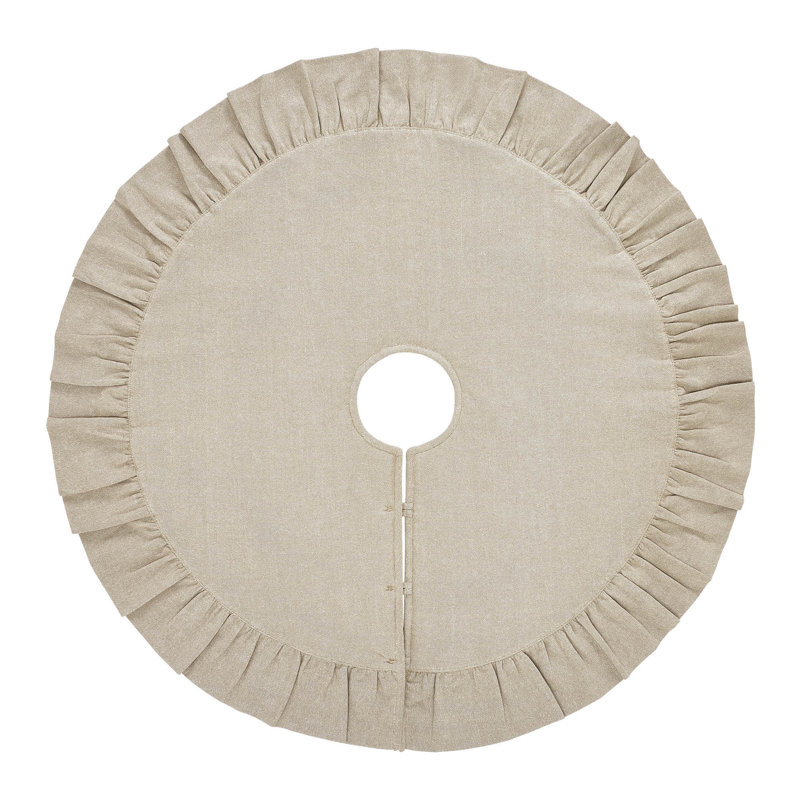 Grace Grain Sack Stripe 36" Round Tree Skirt with Ruffled Edge