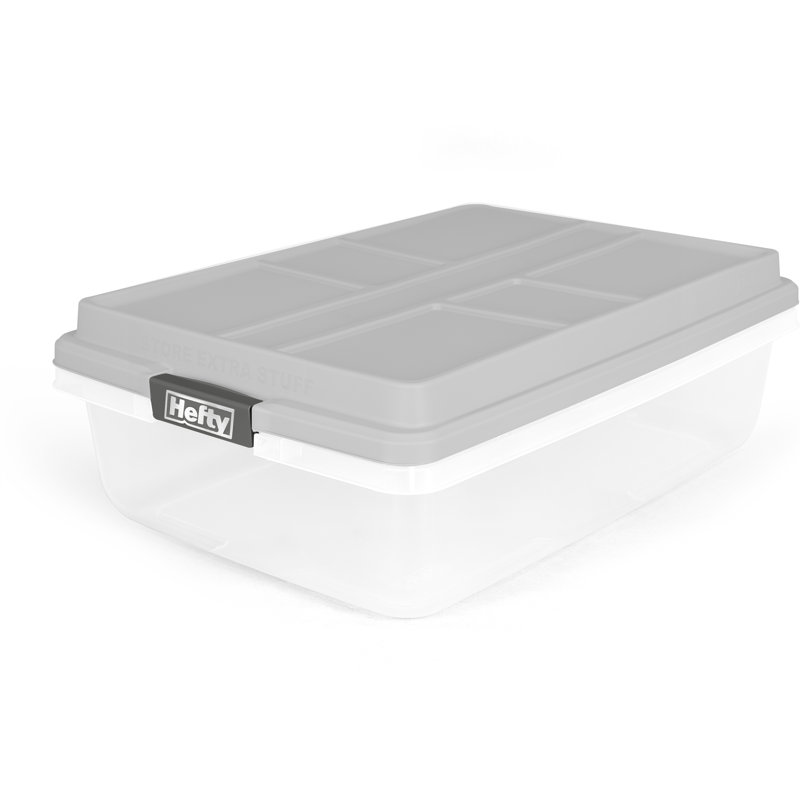 Hefty HI-RISE 40-Qt, 6-Pack Plastic Storage Bins with Lids, Cement Gray, 18.2" H x 16.7" W x 24.4" D, Cement Gray