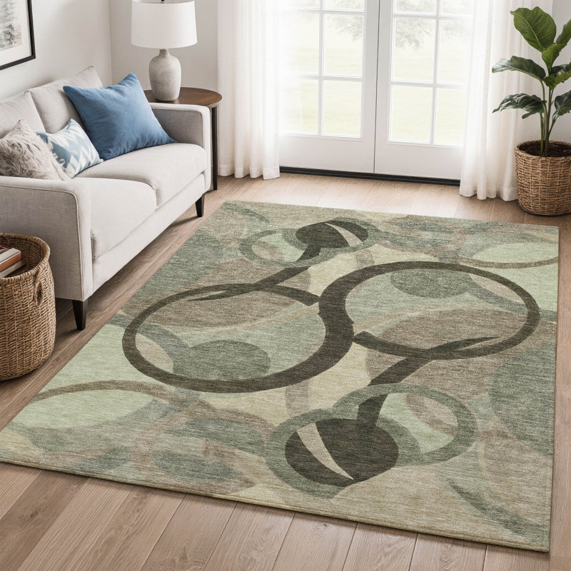 Premium Machine Washable Mayfield  geometric Rug, 5' x 7'6", Brown