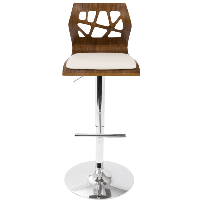 Tabouret de bar pivotant à hauteur réglable Avakate, Noyer / crème