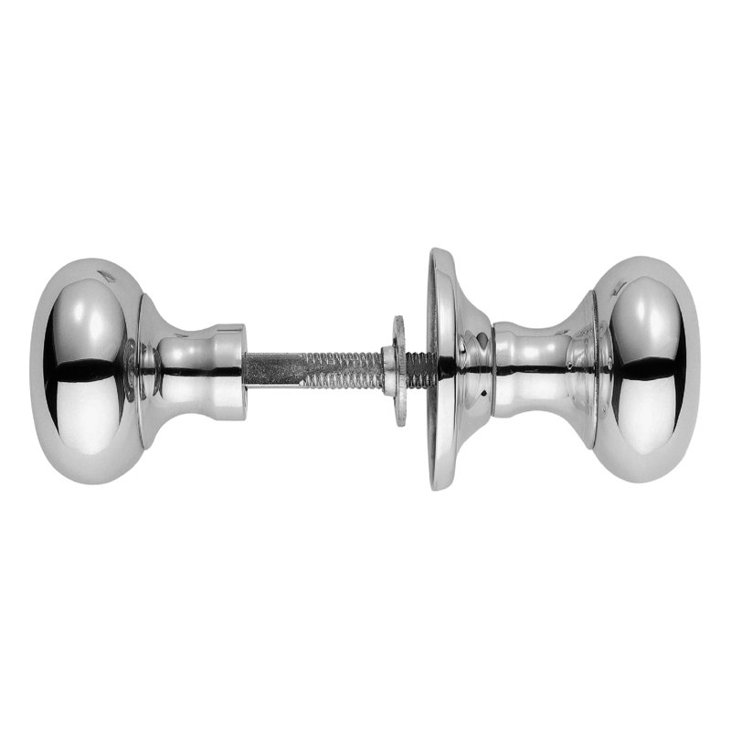 Victorian Passage Door Knob, Polished Chrome
