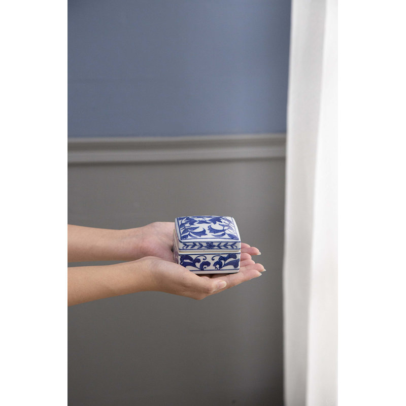 Boîtes décoratives bleues et blanches S / 3 Leith