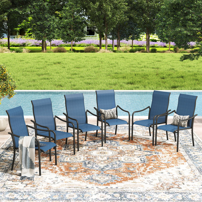 Fauteuils de salle à manger d'extérieur empilables, Bleu
