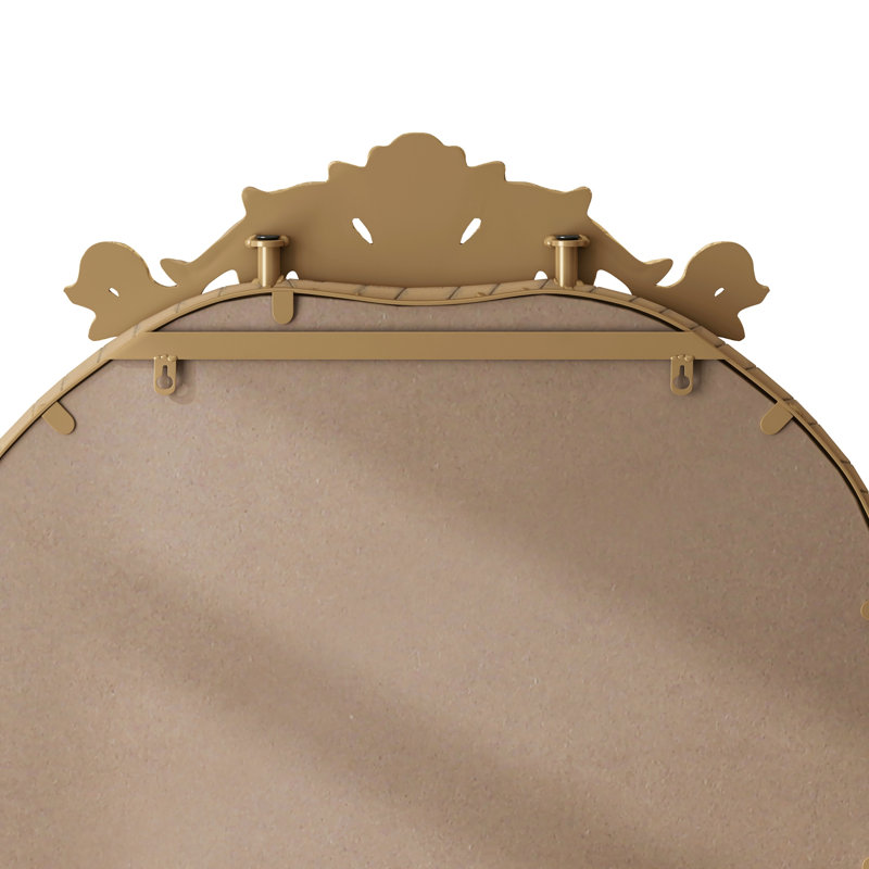 Vintage Ornate Carved Applique Full Body Mirror, Bronze