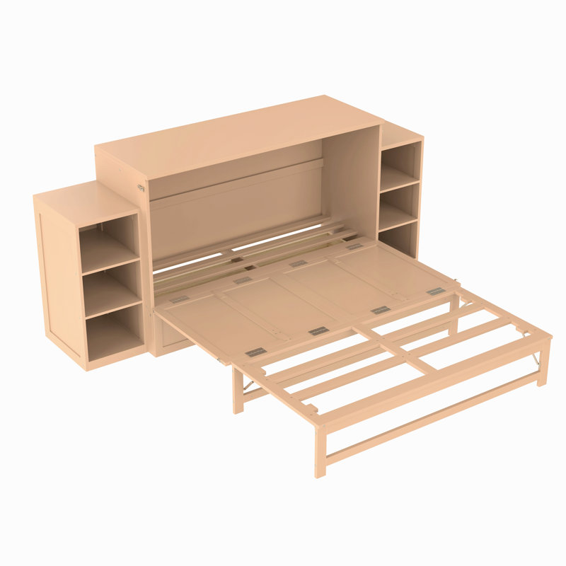 Lit escamotable avec tiroirs et tablettes de rangement spacieux. Idéal pour les chambres d'amis ou les chambres compactes