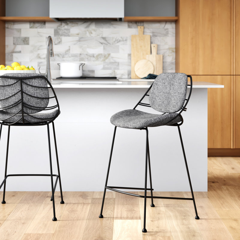 Tabouret de bar et de comptoir Bevers, Gris clair, Tabouret de comptoir (assise de 25,6 po de hauteur