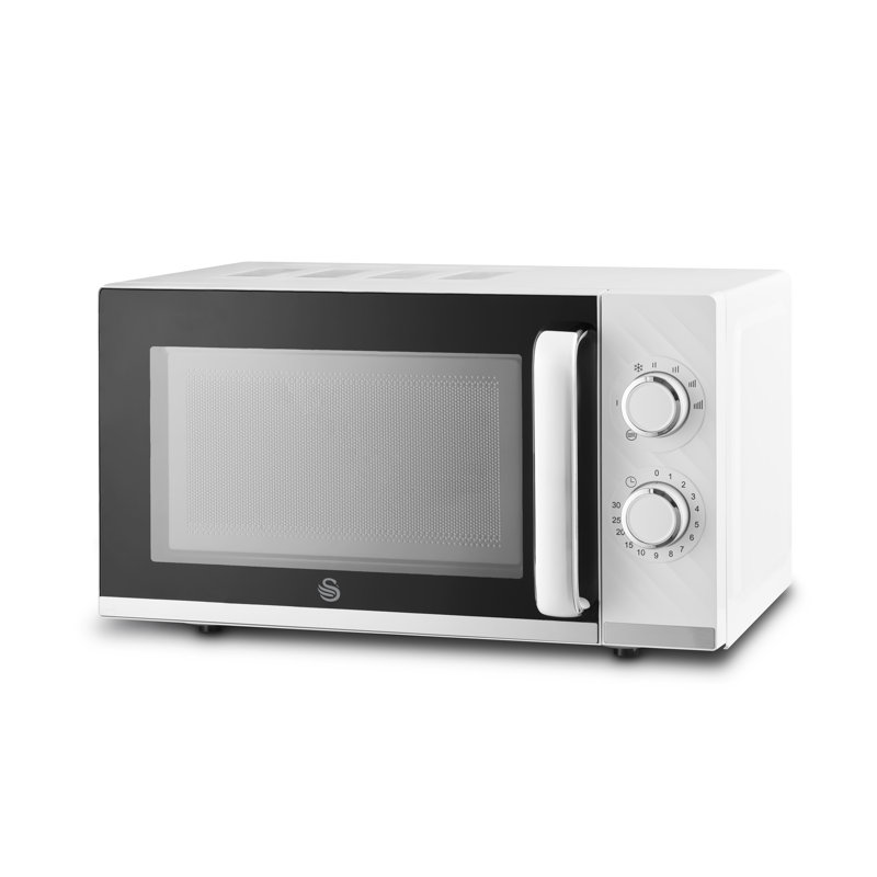 Swan Windsor Manual Microwave, 20L, 800W, 5 Power Levels, Non-slip Feet, Family Sized Microwave, Grey