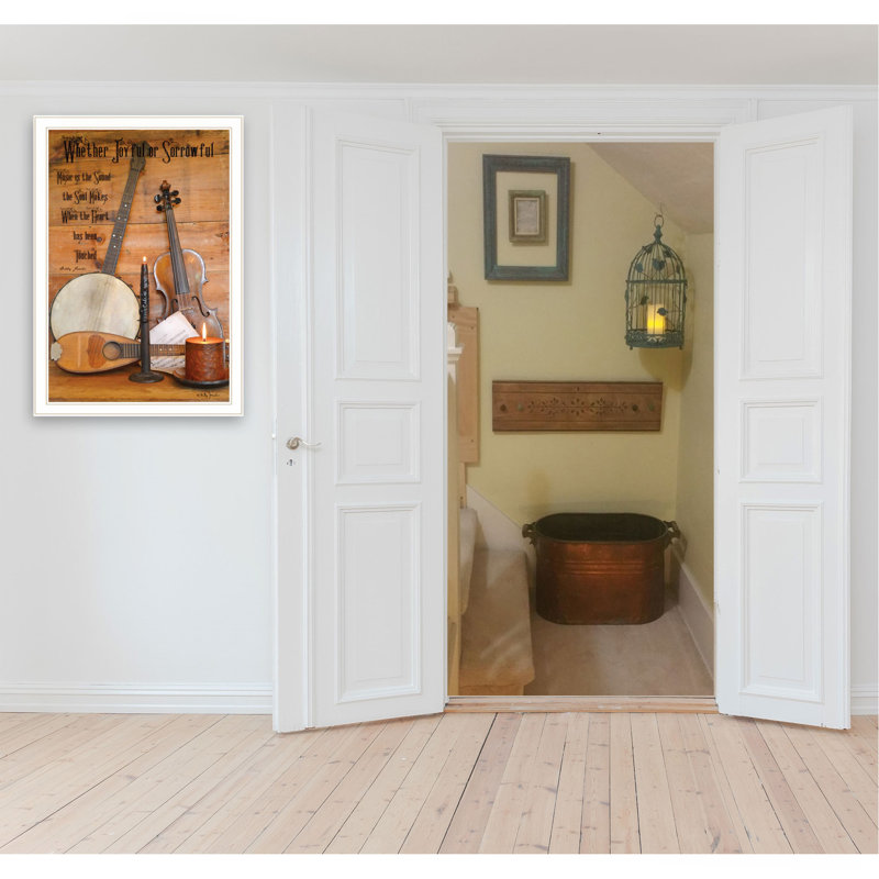 «Music» par Billy Jacobs, reproduction encadrée prête à accrocher, cadre blanc