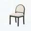 Chaise de salle à manger rembourrée avec dossier en rotin naturel tissé et pieds en bois massif (ensemble de 2)-129231485