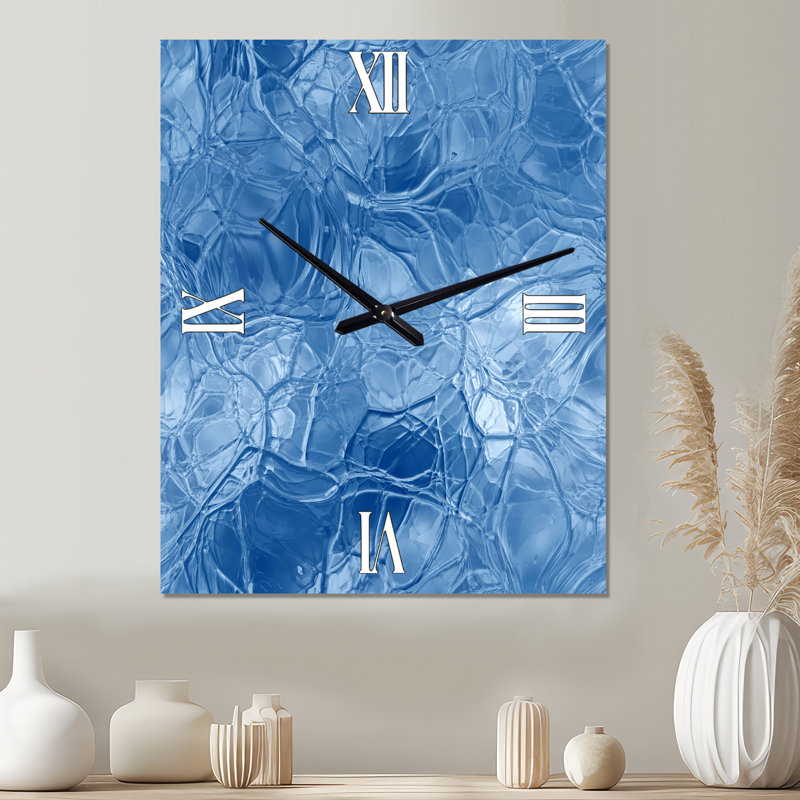 Blue Ice Structures - Horloge murale abstraite en métal, Grand