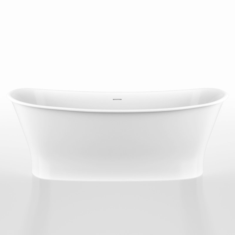 Cloud 62" x 29.875" Freestanding Soaking Solid Surface Bathtub with Wetmar Bio, White Glossy, White