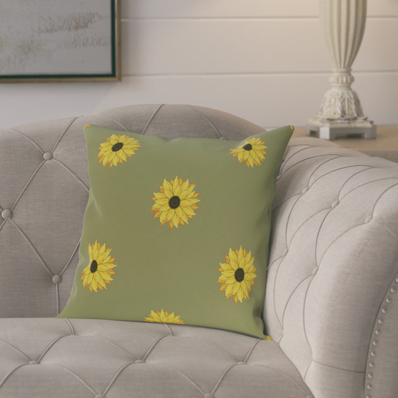  Housse et insert de coussin carré Sunflower Frenzy, H 16 po x l 16 po, Vert