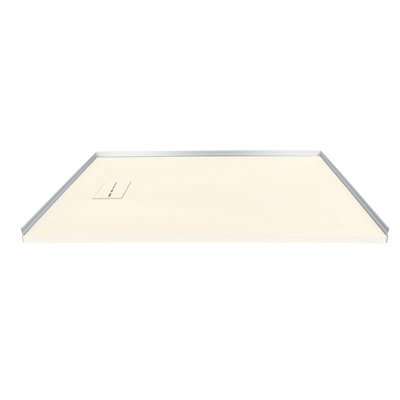 Receveur de douche Trimslate Elite 60 po x 36 po à seuil zéro avec drain d'extrémité, Cameo, SMFZSE6036-32