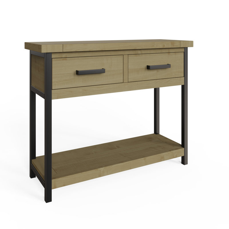 San Diego 2 Drawer Console Hall Table. Solid Wood and Metal Frame