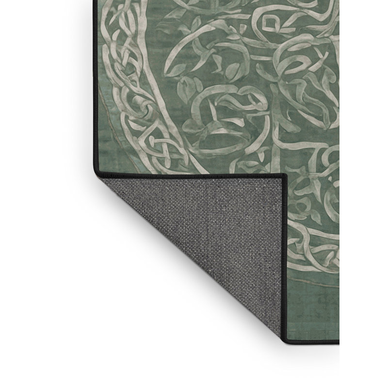 Tapis gris soyeux et moelleux, Rond 3 pi