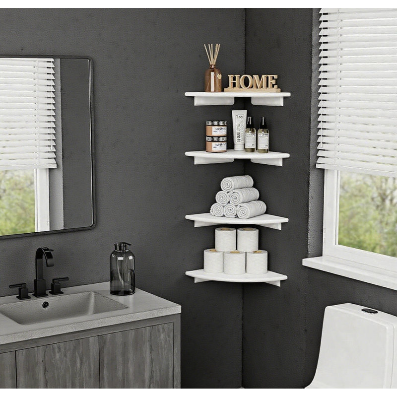 Floating Corner Bookshelf Set, Rustic Wall Mounted Shelves For Living Room, Bedroom, Kitchen, Office, And Closet Storage