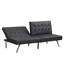 Lit ergonomique avec structure en bois, pieds en acier inoxydable, noir, poids de 58,58 lb, lit en cuir confortable, structure, espace