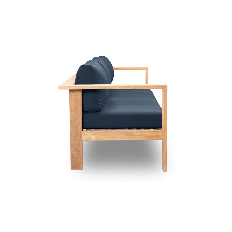 Ando Teak Patio Sofa with Sunbrella Cushions, Spectrum Indigo Sunbrella®