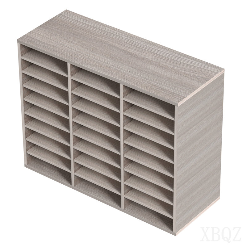 27 Compartments Wood Literature Organizer, Adjustable Shelves, Medium Density Fiberboard Mail Centre, Office Home School Storage for Files, Documents, Papers, Magazines, Grey