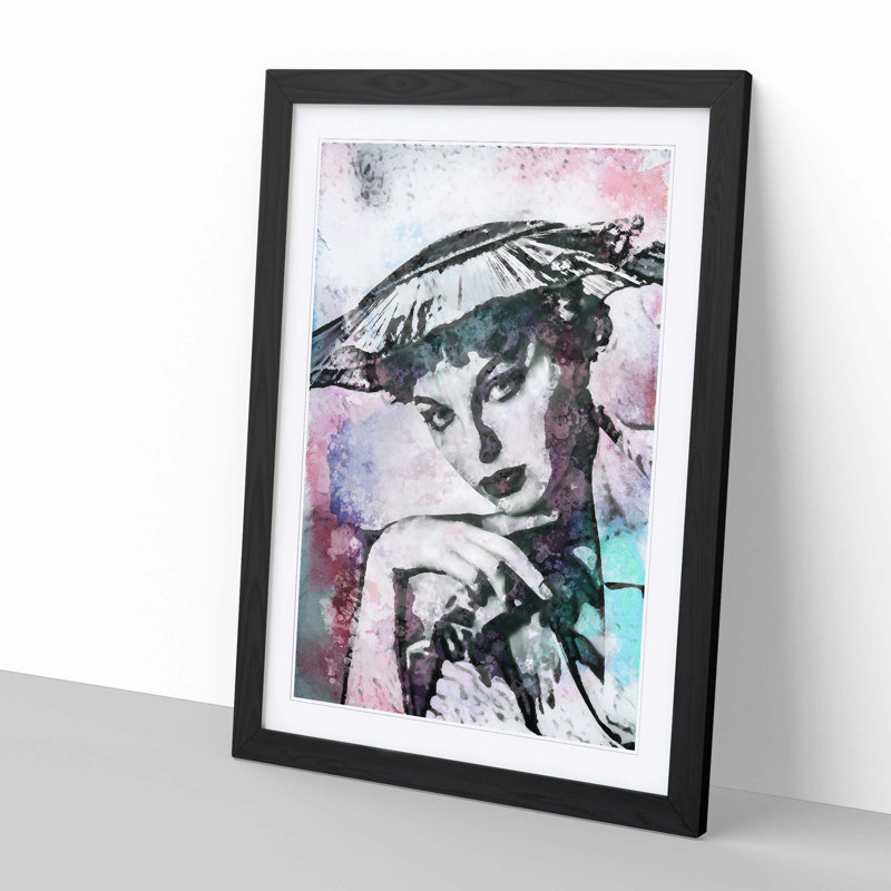 Joan Collins in Abstract - Framed Print, 91cm H x 60cm W x 2cm D, Black