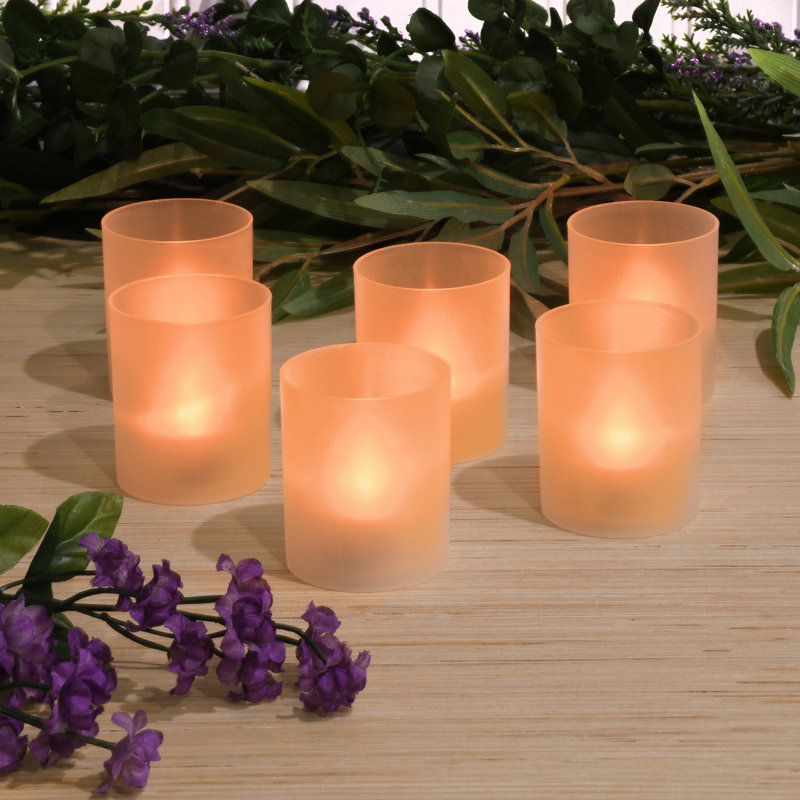 Votives givrées avec lumières DEL à piles, Orange