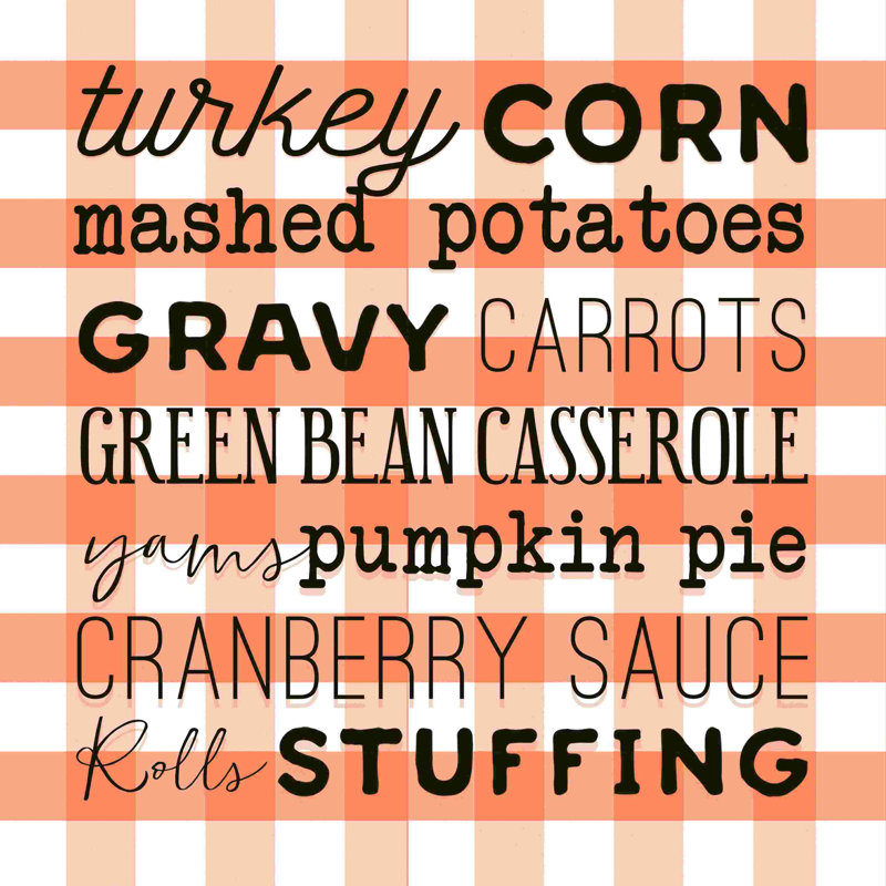 " Thanksgiving Menu ", 20" H x 20" W x 1.25"D